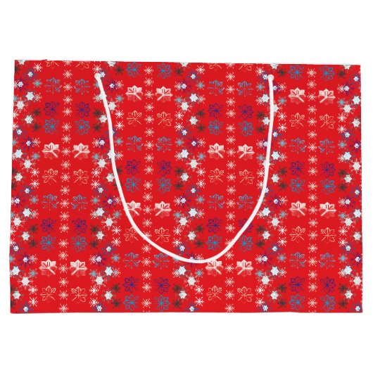 Moderne sneeuwvlokken van de Rode Kerstfeestdag Groot Cadeauzakje (Achterkant)