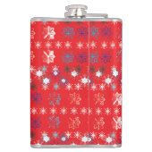 Moderne sneeuwvlokken van de Rode Kerstfeestdag Heupfles (Achterkant)