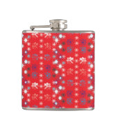 Moderne sneeuwvlokken van de Rode Kerstfeestdag Heupfles (Voorkant)