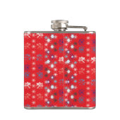 Moderne sneeuwvlokken van de Rode Kerstfeestdag Heupfles (Achterkant)