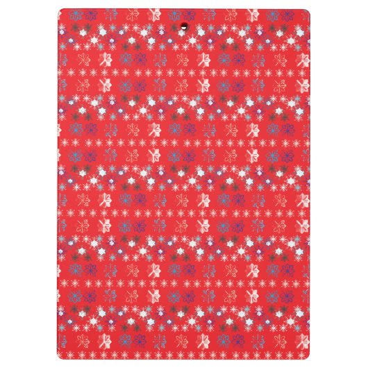Moderne sneeuwvlokken van de Rode Kerstfeestdag Klembord (Achterkant)