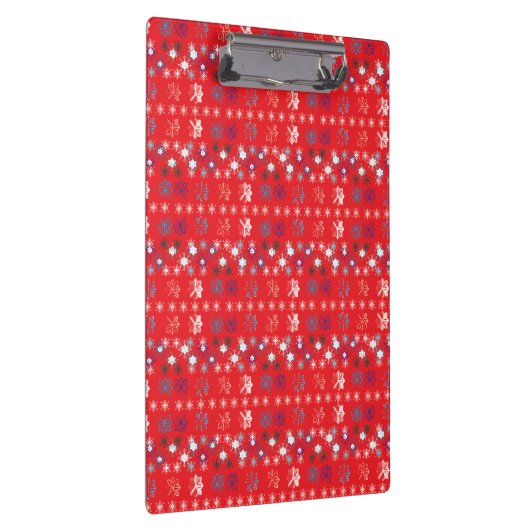 Moderne sneeuwvlokken van de Rode Kerstfeestdag Klembord (Rechts)