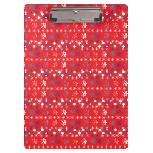 Moderne sneeuwvlokken van de Rode Kerstfeestdag Klembord (Voorkant)