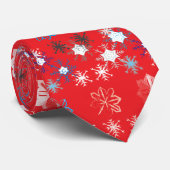Moderne sneeuwvlokken van de Rode Kerstfeestdag Stropdas (Opgerold)