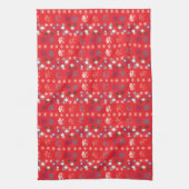 Moderne sneeuwvlokken van de Rode Kerstfeestdag Theedoek (Verticaal)