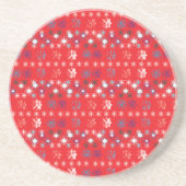 Moderne sneeuwvlokken van de Rode Kerstfeestdag Zandsteen Onderzetter (Voorkant)