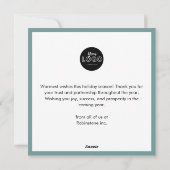 Moderne Sneeuwvlokpatroon Bedrijfskaart Stofblauw Feestdagenkaart (Achterkant)