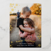 Moderne Sneeuwvlokrand Kerst Foto Folie Feestdagenkaart (Voorkant)