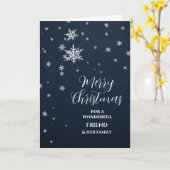 Moderne Sneeuwvriend & Familie Vrolijk Kerstfeest Kaart (Gele Bloem)