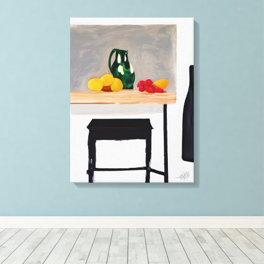 Moderne, snelle tabel en gereedschap met stilstaan canvas afdruk (Insitu (Houten vloer))