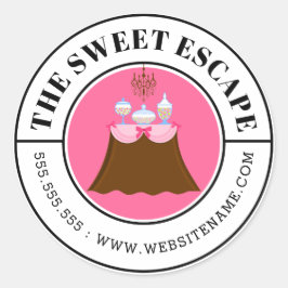 Moderne Snoep Buffet Curved Text Ronde Sticker