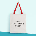 Moderne Snoep voor noodsituaties op aangepaste naa Tote Bag<br><div class="desc">Deze trendy canvas tas is perfect voor elke snoep minnaar die hun mooie behandelingen in de buurt wil houden. Deze canvas tas is voorzien van een speelse en moderne typografie die "NOODGEVALLEN" in vetgedrukte handgeschreven letters leest, en is er zeker van dat iedereen die het ziet, het oog kan opvatten....</div>