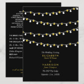 Moderne snoerlampen, wit & goud bruiloft programmakaart (Voorkant / Achterkant)