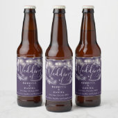 Moderne snoerlampjes bloem paars bruiloft bier etiket (Flessen)