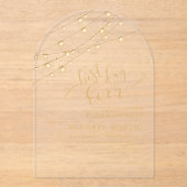 Moderne snoerlichten Beste dag ooit Goud ID585 Acryl Uitnodigingen (Voorkant)