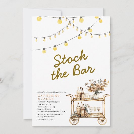 Moderne snoerlichtjes Stock The Bar Minimalistisch Kaart (Voorkant)