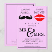 Moderne Snor Lippen Dhr. & Mevrouw Save the Date (Voorkant / Achterkant)