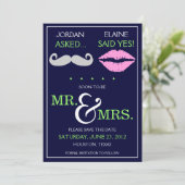 Moderne Snor Lippen Meneer & Mevrouw Bewaar de Dat Save The Date (Staand voorkant)