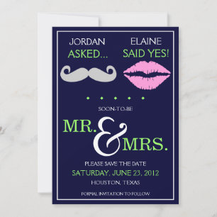Moderne Snor Lippen Meneer & Mevrouw Bewaar de Dat Save The Date