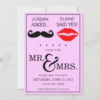 Moderne Snor Lippen Meneer & Mevrouw Save the Date