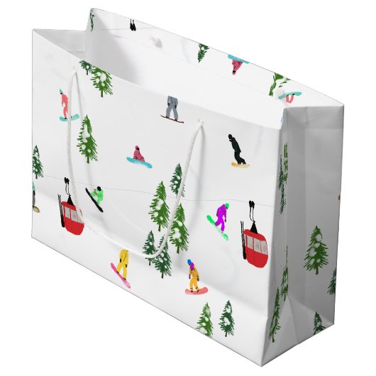 Moderne snowboarder groot cadeauzakje (Voorkant Gekanteld)