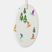 Moderne Snowboarders Snowboarding Illustratie Keramisch Ornament (Rechts)