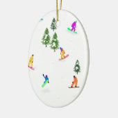 Moderne Snowboarders Snowboarding Illustratie Keramisch Ornament (Links)