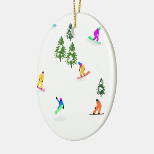 Moderne Snowboarders Snowboarding Illustratie Keramisch Ornament (Links)
