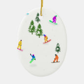 Moderne Snowboarders Snowboarding Illustratie Keramisch Ornament (Voorkant)