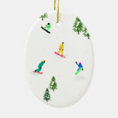 Moderne Snowboarders Snowboarding Illustratie Keramisch Ornament (Achterkant)