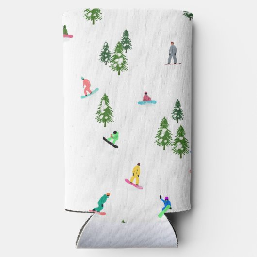 Moderne Snowboarders Snowboarding Illustratie Seltzer Blikjeskoeler (Achterkant)
