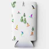 Moderne Snowboarders Snowboarding Illustratie Seltzer Blikjeskoeler (Voorkant)