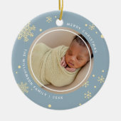 Moderne Snowflake 2 foto's Keramisch Ornament (Voorkant)