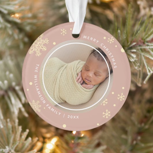 Moderne Snowflake 2 foto's Ornament (Boom)