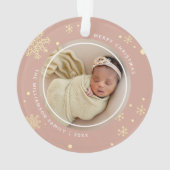 Moderne Snowflake 2 foto's Ornament (achterkant)