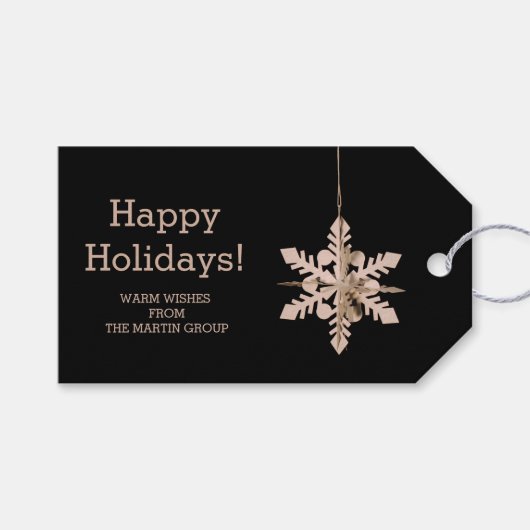 Moderne Snowflake Corporate Sasonal Greetings Cadeaulabel (Voorkant (Horizontaal))