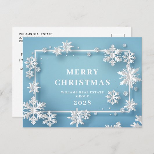 Moderne Snowflake kerstboom Corporate Greeting Briefkaart (Voorkant / Achterkant)