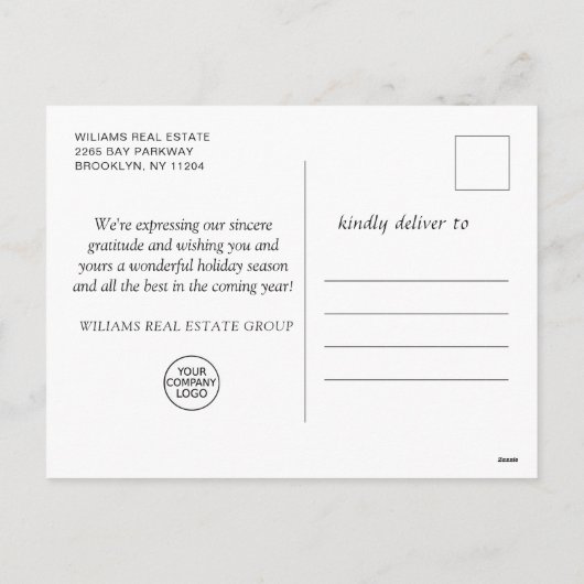 Moderne Snowflake kerstboom Corporate Greeting Feestdagenkaart (Achterkant)