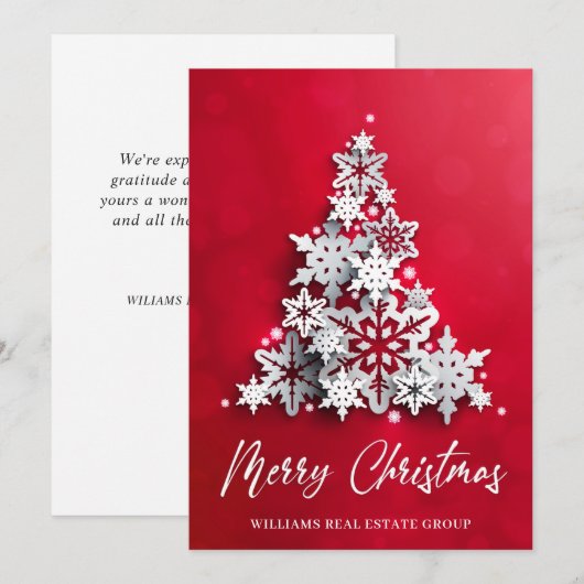 Moderne Snowflake kerstboom Corporate Greeting Feestdagenkaart (Voorkant / Achterkant)