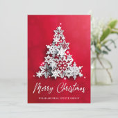 Moderne Snowflake kerstboom Corporate Greeting Feestdagenkaart (Staand voorkant)