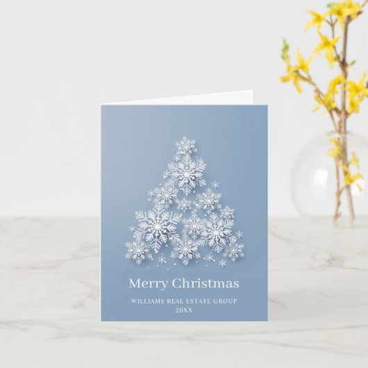 Moderne Snowflake kerstboom Corporate Greeting Kaart (Gele Bloem)