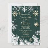 Moderne snowflake-pienwinterkerstbruiloft kaart (Voorkant)