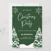 Moderne snowflake pijnboompgroen kerstfeest kaart (Voorkant)