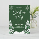 Moderne snowflake pijnboompgroen kerstfeest kaart (Staand voorkant)