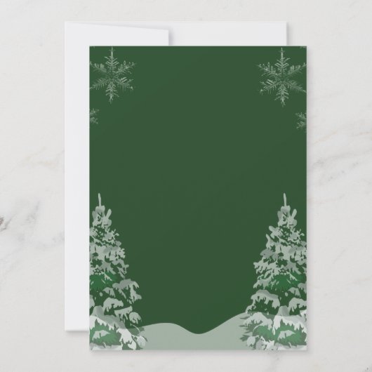 Moderne snowflake pijnboompgroen kerstfeest kaart (Achterkant)