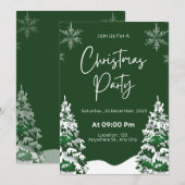 Moderne snowflake pijnboompgroen kerstfeest kaart (Voorkant / Achterkant)