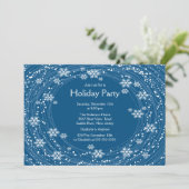 Moderne Snowflakes Holiday Party Blue Kaart (Staand voorkant)