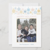 Moderne Snowflakes Roze Blauwe Kerst FOTO Feestdagenkaart (Voorkant)