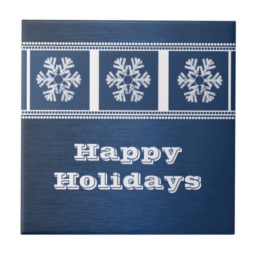 Moderne Snowflakes Tegel, blauw Tegeltje (Voorkant)