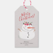 Moderne Snowman-kerstman en gouden familie Cadeaulabel (Voorkant)